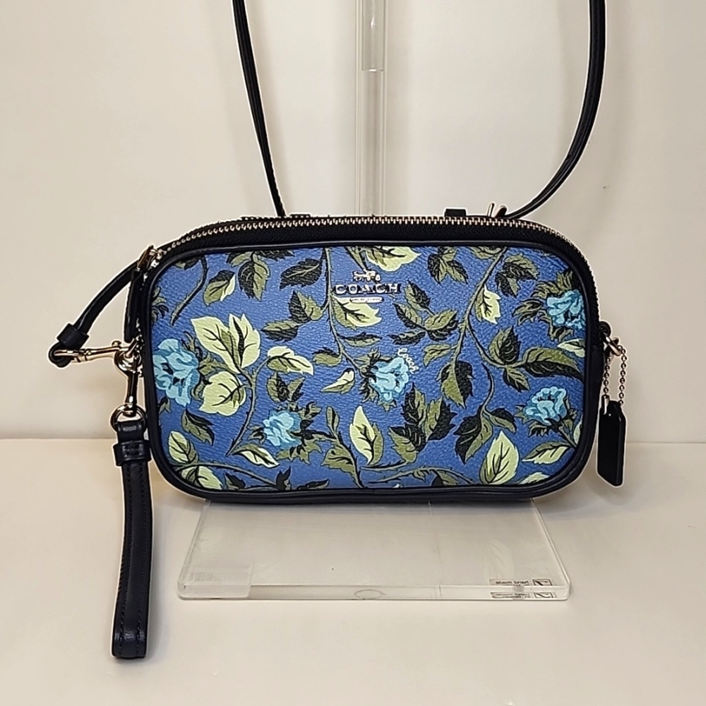 Coach Sadie Slate Sleeping Rose Crosabody Bag - Picture 3 of 14